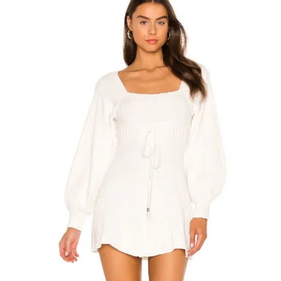 Free People Emmaline Mini Sweater Dress White Size Large - Picture 10 of 11